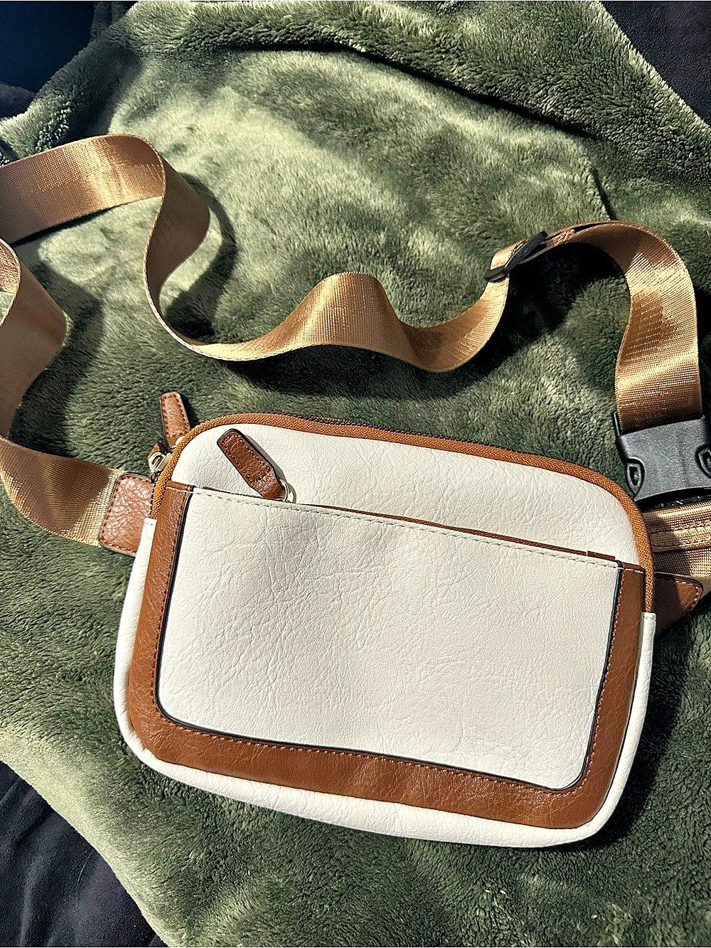 White & Brown Crossbody Bag Like New
